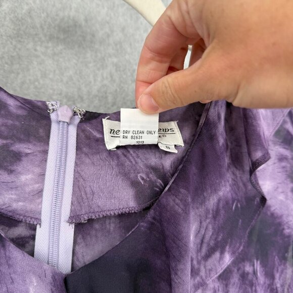 Newport News VTG Sheer Flutter Sleeve Blouse Size 8 Purple Fairy Grunge Whimsy - Picture 9 of 13